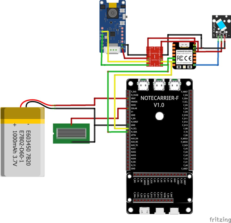 Fritzing representation (with various components swapped for demonstration purposes)