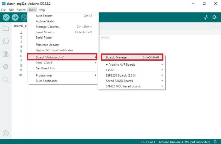 Step 04: Open Boards Manager