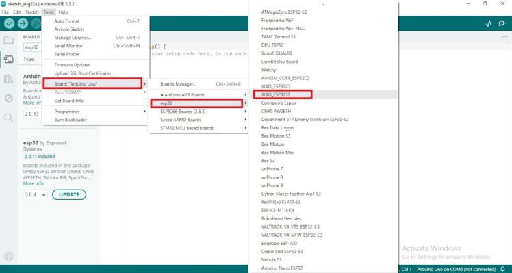 Step 06: Select the XIAO ESP32S3 as your board